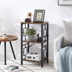 Small Bookshelf, 3 Tier Vintage Industrial Small Bookshelf for Small Spaces, Freestanding Open Shelf Bookcase, Versatile Bookcase for Home Office, Bedroom & Living Room, Retro Brown