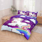 Tailor Shop Unicorn Bedding Sets King Size,Purple Unicorn Comforter Sets for Girls Kids Teens with 2 Pillowcase…