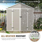 Amopatio 10x8 Storage Shed, Resin Outdoor Shed with Floor Included, Plastic Sheds Outdoor Storage for Bike, Garden Tools, Sheds & Outdoor Storage with Lockable Door, Window & Vents, Sandstone