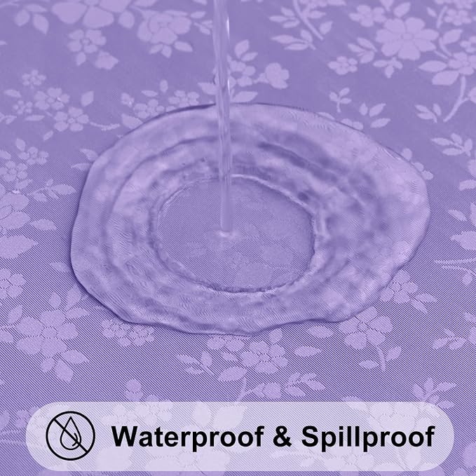 Smiry Rectangle Waterproof Heavy Duty Vinyl Tablecloths, 60 x 84 Inch | Wipeable Washable Floral Embossed Table Cover for Kitchen and Dining Room, Indoor & Outdoor Use, Purple