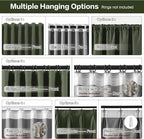 Long Blackout Curtains 108 Inch Long 2 Panels, Back Tab Pleated Look Drapes for Track System with Hooks, Noise Reducing Spring Blackout Winodw Curtains for Living Room 50x108-Loden/Olive Green