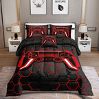 6 Pieces Gaming Bedding Set for Boys Gamer Comforter Set Queen Size,Game Controller Comforter for Boys Kids Adult 3D Gamepad Microfiber Bedding 6 Pieces Bed in A Bag Sets H50023,Queen