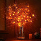 Birchlitland Halloween Branch Lights with Timer Battery Operated 75 LED Orange Fairy Lights, Lighted Black Willow Branches 21IN for Home Decor
