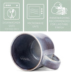 Elanze Designs Glossy Reactive Glaze Large 17 Fluid Ounce Everyday Kitchen Food Grade Ceramic Stoneware Coffee Mug Cup with Comfort Curved Handles, Set of 4, Purple Ombre Blue