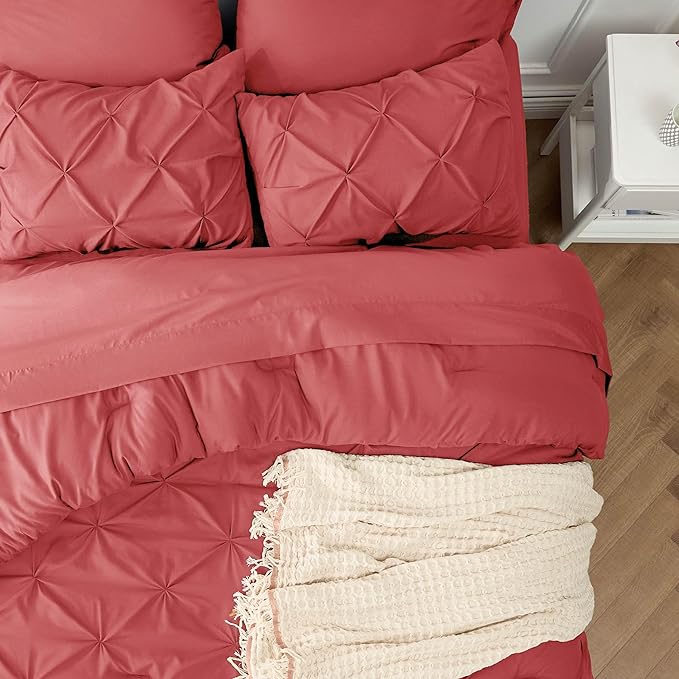 Bedsure California King Comforter Set - Cal King Bed Set 7 Pieces, Cali King Bedding Set with Comforter, Sheets, Pillowcases & Shams (Coral Red)