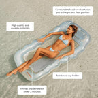 FUNBOY Clear Inflatable Mesh Pool Lounger Mesh Water Hammock with Built-in Pillow 70" Pool Hammock Float for Adults Swimming Pool Accessories & Tanning Pool Lounger Float for Pool Party & Summer