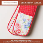 Maison d' Hermine Double Oven Mitts 100% Cotton Double Oven Glove (7"x35") | Heat Resistant BBQ Cooking Gloves with Loop Baking Grilling Kitchen Hotel Home Farmhouse Spring Summer - Vintage Floral