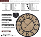 Large Wall Clock for Living Room Decor - Non-Ticking, Battery Operated Modern Vintage Wood Clock for Bedroom, Kitchen, Farmhouse, Office - Oversized Decorative Silent Clock
