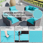 Kullavik 9PCS Outdoor Patio Furniture Set PE Wicker Rattan Sectional Sofa Patio Conversation Sets,Blue
