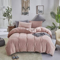 Wellboo Pink Velvet Comforter Sets Full Light Red Fluffy Bedding Comforters Full Size Women Girls Solid Pink Cute Flannel Quilts Aesthetic Pink Warm Winter Blankets Micromink Sherpa Fuzzy Plush Bed
