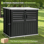Devoko Resin Outdoor Storage Shed, 34 Cu Ft Outdoor Storage Cabinet Without Shelf, Waterproof, Double Locks, Resin Storage for Trash Can, Garden Tools, Pool Supplies (Black)