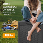 NUNU LAB 30 Gallon Waterproof Outdoor Storage Box, Lockable Resin Deck Box Bench for Patio Cushions, Garden Tools, Pool Accessories & Package Deliveries – Black
