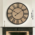 Large Wall Clock for Living Room Decor, Non Ticking Silent, Battery Operated Modern Vintage Wood Oversized Decorative Wall Clock for Bedroom Kitchen Farmhouse Office Decor