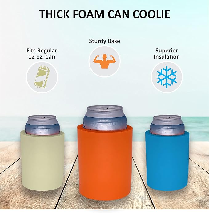 Blank Thick Foam Old School Can Cooler (2 Pack, Purple)