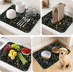 Forest Aesthetics Dish Drying Mat for Kitchen Counter Coffee Bar 18x24 in | Decorative Non Slip Absorbent Kitchen Dishes Drainer Mat, with Anti-slip Rubber Backing & Hanging Loop, for Sink, Home Gift