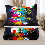 Bodhi Boys Teen Comforter Set King,Soccer Comforter Set King,Boys Sports Comforter Set King,Rainbow Graffiti Football Bedding Set for Boys,Kids,Teens with Matching Pillowcases