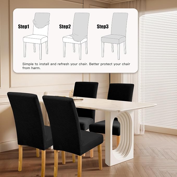 BIETYONE Waterproof Dining Chair Covers, Stretch Seat Protector, Washable | 8 Pack, Waterproof, Stretch Fit, Washable, Spill Resistant, Soft, Dining Chair Covers, Seat Protector
