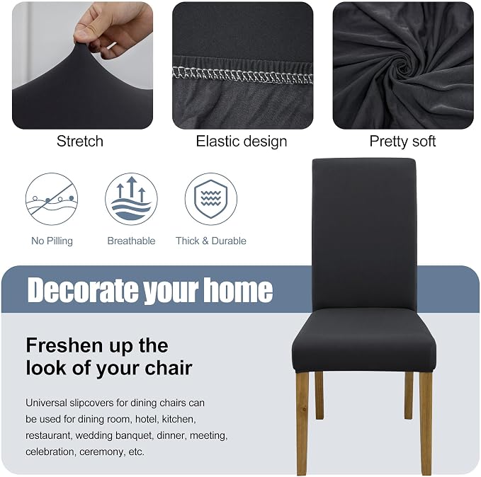Dining Chair Covers, Stretch Seat Covers, Washable Furniture Protector | Washable, Stretch Fit, Soft, Non Slip, Dining Chair Covers, Seat Protector, Furniture Protector