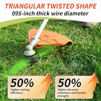 12 Pack String Trimmer Line Compatible with Ego String Trimmer 0.095" 168FT Weed Eater String Pre-Cut Dual Color Fast-Positioning Triangular Twisted Trimmer Line Universal Fit Weed Wacker String