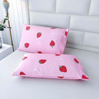 SDY 3PCS Strawberry Comforter Set Queen, Strawberry Queen Size Bedding Set, Kawaii Bed Set Kids Comforter Set, Cute Pink Bedding Room Decor for Girls, Children, Teen…