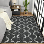 Chicrug Shag Geometric Modern Area Rug for Bedroom, 3x5 Feet Memory Foam Indoor Carpet, Fluffy Rug for Living room Bedside Room Decor for Family Girls Kids Nursery Play Mat, Dark Grey/White