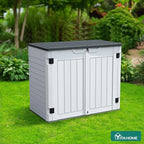 YITAHOME 35 Cu Ft Horizontal Weatherproof Storage Shed Without Shelves, Outdoor Lockable Resin Unit for Tools and Gear, Simple Assembly (Light Gray)