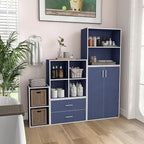 Apexa 4 Cube Storage Organizer Shelves, Stackable Wood Bookcase Fits Cubby Bins for Organization, Dorm Teen Room Decor & Home Office, Steel Blue