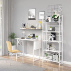 No-Assembly Folding Bookshelf Storage Shelves 5 Tiers Vintage Multifunctional Plant Flower Stand Storage Rack Shelves Bookcase for Home Office(All White)
