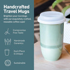 NOVA CERAMICS Coffee Travel Mug – Reusable Coffee – Microwave & Dishwasher Safe Coffee Green Tumbler - Gifts For Women Men Him Her – 16oz – Emerald