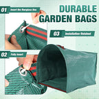 WILLBOND 3 Pcs Yard Waste Bags Large Yard Dustpan Type Garden Bag for Collecting Leaves Reusable Heavy Duty Lawn and Leaf Bag for Parties Laundry, Camping (40, 53, 72 Gallon)