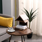 Floating Bedside Wood Bookshelf, Triangle Book Page Holder, Wooden Simple Bookcase for Bedroom Nightstand Library Office or Wall Decor Storage (Brown