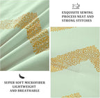 Sage Green/Gold Comforter Set Queen, Metallic Print Glitter Bedding Set Cute Shinny Bed Sets for Teen Girls Kids Women, 4 Piece (2 Pillowcases, 1 Decorative Pillow Sham)
