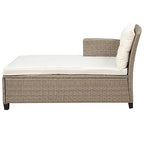 4PCS Patio Furniture Set, Outdoor Wicker Conversation Sectional L-Shaped Sofa with 4 Seater Thickness Coffee Table, for Backyard, Porch, Onesize, E-Beige Cushion+Brown Rattan