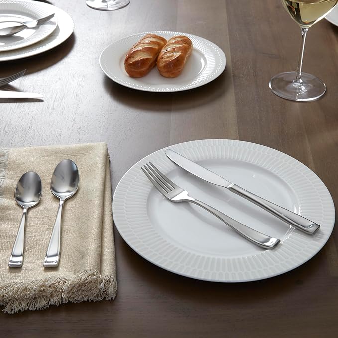 Oneida Moda 2-Piece Silverware Serving Forks, Flatware | silver, dishwasher safe | heavy duty, cutlery set for kitchen and dining, serving utensil set, wedding silverware