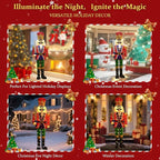 61Inch Nutcracker Christmas Decor Outdoor with LEDs 5 Feet Lighted Large Nutcracker Lighted Christmas Decorations Outdoor with Stakes & Zip Ties for Xmas Yard, Porch, Lawn