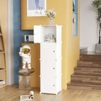 C&AHOME Cube Storage Organizer with Doors, 4-Cube Shelves, Closet Cabinet, DIY Plastic Modular Bookshelf Ideal for Bedroom, Living Room, 24.8" L x 12.4" W x 24.8" H Milky USHS04M-DOOR