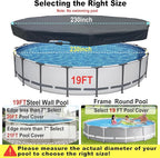 19 Ft Pool Cover, with Automatic Drain Round Pool Cover, One-Piece Quick Installation and Removal Above Ground Pool Cover, Preventing Waterlogging, UV Protected Solar Swimming Pool Cover