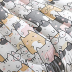 Kawaii Cat Comforter Twin Size,Cats Comforter Set for Kids Teens Girls Boys,3Pcs Bedding Set Printed Comforter with 2 Pillowcases,Down Alternative,Soft and Lightweight，Twin Size