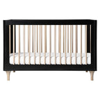 Babyletto Lolly 3-in-1 Convertible Crib with Toddler Bed Conversion Kit in Black and Washed Natural, Greenguard Gold Certified