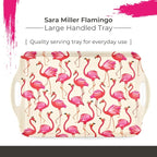 Pimpernel Sara Miller London Flamingo Collection Melamine Tray – (19.25" x 11.5") Large Rectangular Platter with Handles, Decorative Tropical Bird Print for Serving Meals & Beverages