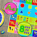 Kids Alphabet Play Game Rug - 5' 3" x8' ABC Numbers and Shapes Educational Learning Toddler Carpet - Kids Room Playroom Classroom Kindergarten Activity Fun Soft Non-Slip Mat