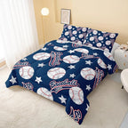 3D Baseballs Comforter King Size,Blue Baseball Kids Comforter Set,3Pcs Bedding Set Printed Comforter with 2 Pillowcases,Down Alternative,Soft and Lightweight,for All Seasons