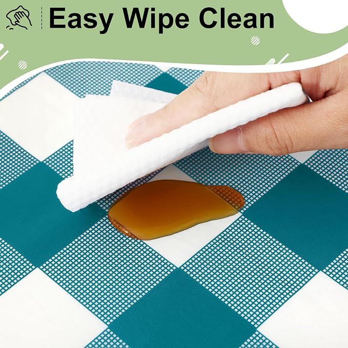 6 Packs Buffalo Disposable Table Cloth, 54 x 108 Inch Waterproof Plastic Tablecloth, Rectangle Turquoise and White Checkered Table Covers for Picnic, Birthday, Party, Back to School