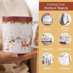 Maison d' Hermine Coffee Mug with Handles Tea Cups (15 Ounce, Pack of 2) | Fine Bone China Coffee Mugs for Hot Beverages Cappuccino Latte Home Restaurant Hotel Spring Summer -Christmas Tradition