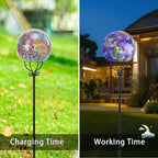 VCUTEKA Solar Outdoor Lights Garden Decor Mosaic Solar Garden Lights Waterproof Glass Ball LED Pathway Stake Light for Landscape Lawn Patio Yard Decoration 6 inch, Purple