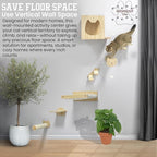 Wall Climber Set – Mounted Shelves and Climbing Bridge for Active Indoor Pets – 6-Piece Furniture Set
