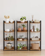 4-Tier Bookshelf, Narrow Bookcase with Open Shelves, Short Book Shelf Coner Shelf for Living Room, Bedroom, Home Office, Study, Bathroom,9.4 x 15.7 x 41.7 Inches, Rustic Brown and Black