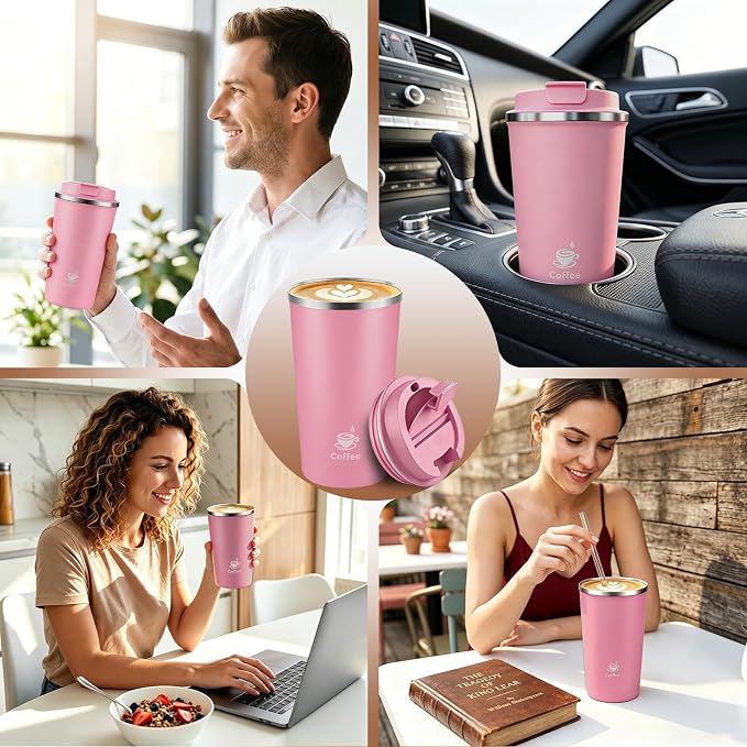 17oz Travel Coffee Mug ,Leakproof Vacuum Coffee Cup Insulated Tumbler | 304 Stainless Steel, Double-Wall Vacuum Insulated, Leakproof, Fits Hot & Cold Drinks Car Cup Holders, Travel, Office
