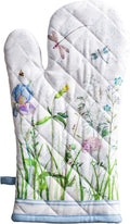 Maison d'Hermine Oven Gloves 100% Cotton Oven Mitt (7" x 13", Pack of 1) | With Loop Heat Resistant BBQ Cooking Gloves Baking Grilling Kitchen Handling Hot Pans Spring Summer - Fleurs De Mai