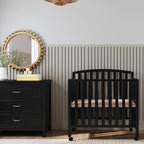 DaVinci Dylan Folding Portable 3-in-1 Convertible Mini Crib and Twin Bed in Ebony, Greenguard Gold Certified